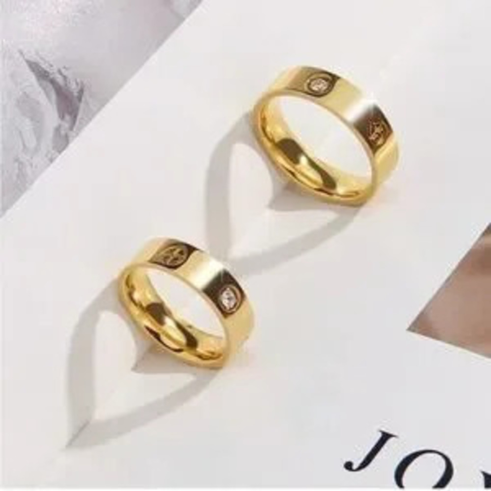 Gold 18k Gold Plated Titatium CZ Ring